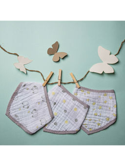 Kicks and Crawl - Multi-Color Baby Sheep Muslin Bandana Bibs (Pack Of 3)