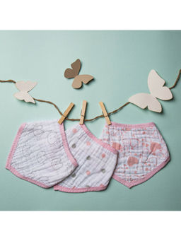 Kicks and Crawl - Pink Hearts Muslin Bandana Bibs (Pack Of 3)