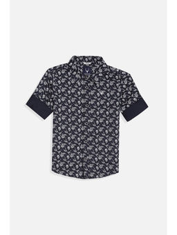 Allen Solly - Boys Navy Slim Fit Print Casual Shirt