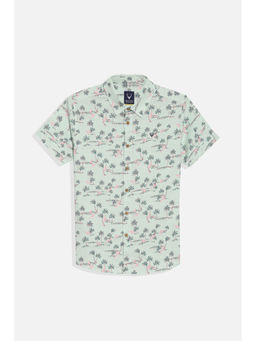 Allen Solly - Boys Green Regular Fit Print Casual Shirt