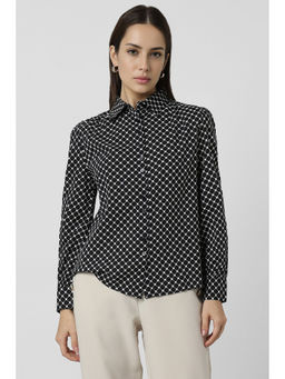Van Heusen - Women Black Print Long Sleeves Formal Shirt