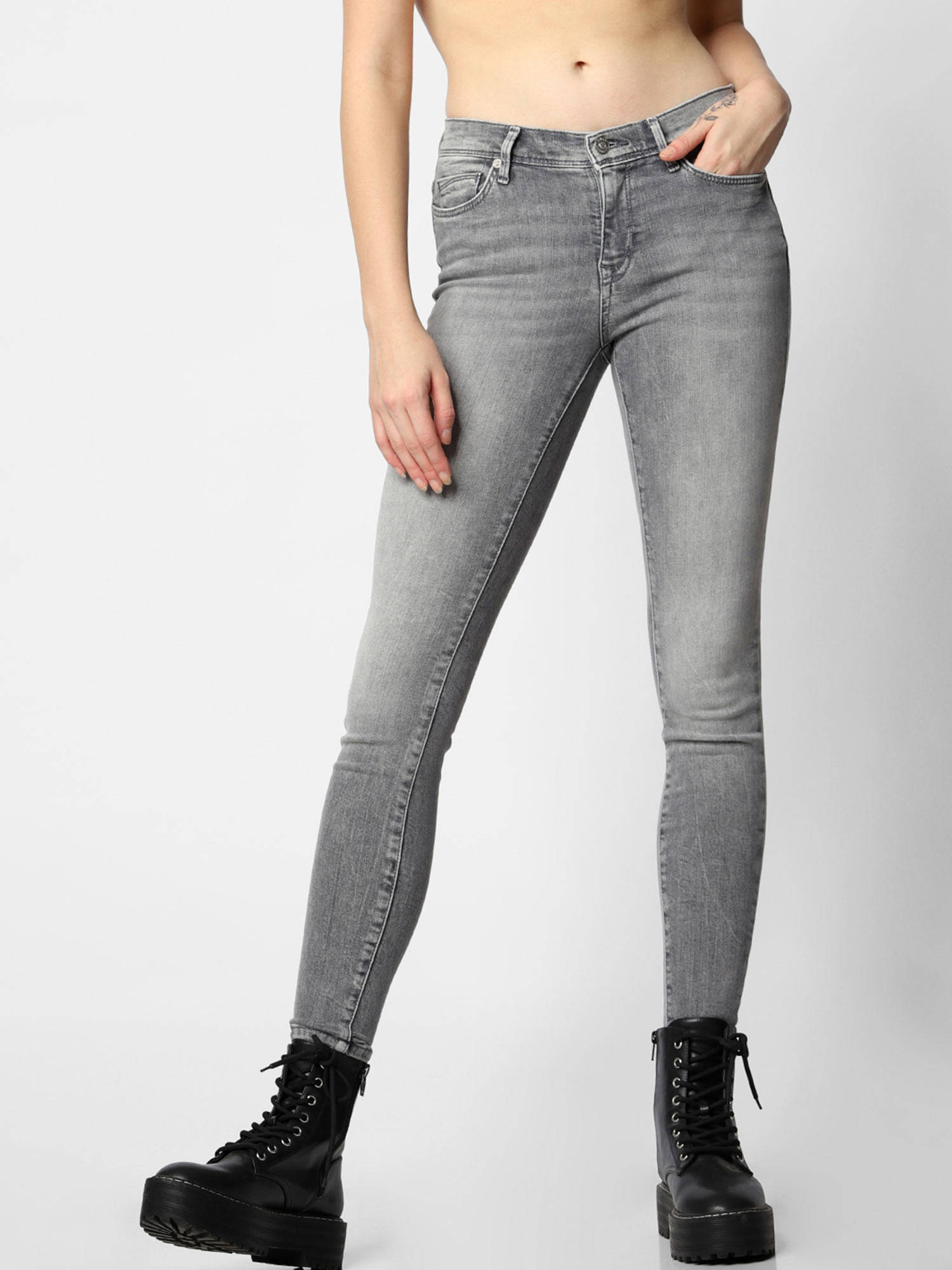 Buy ONLY Grey Denim Skinny Fit Jeans 