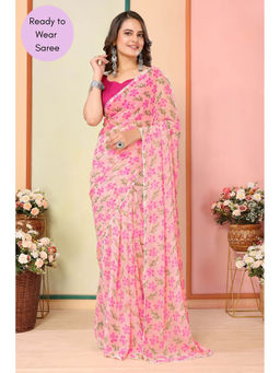 VAIRAGEE - Rakul3 Ready to Wear Pink Saree with Unstitched Blouse