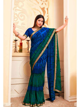 Laxmipati Sarees - Georgette Blue Color Abstract Print Saree with Unstitched Blouse