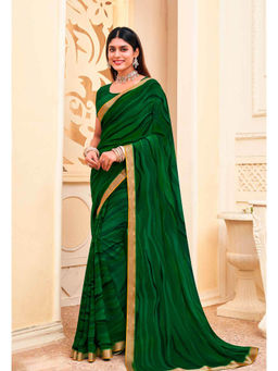 Laxmipati Sarees - Georgette Green Color Abstract Print Saree with Unstitched Blouse