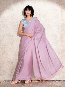 Tikhi Imli - Pink Colored Jacquard Mukaish Work Satin Saree with Unstitched Blouse