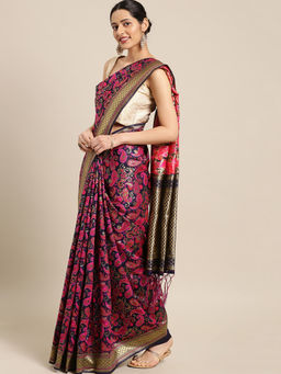 Stylee LIFESTYLE - Navy Blue Banarasi Silk Jacquard Saree