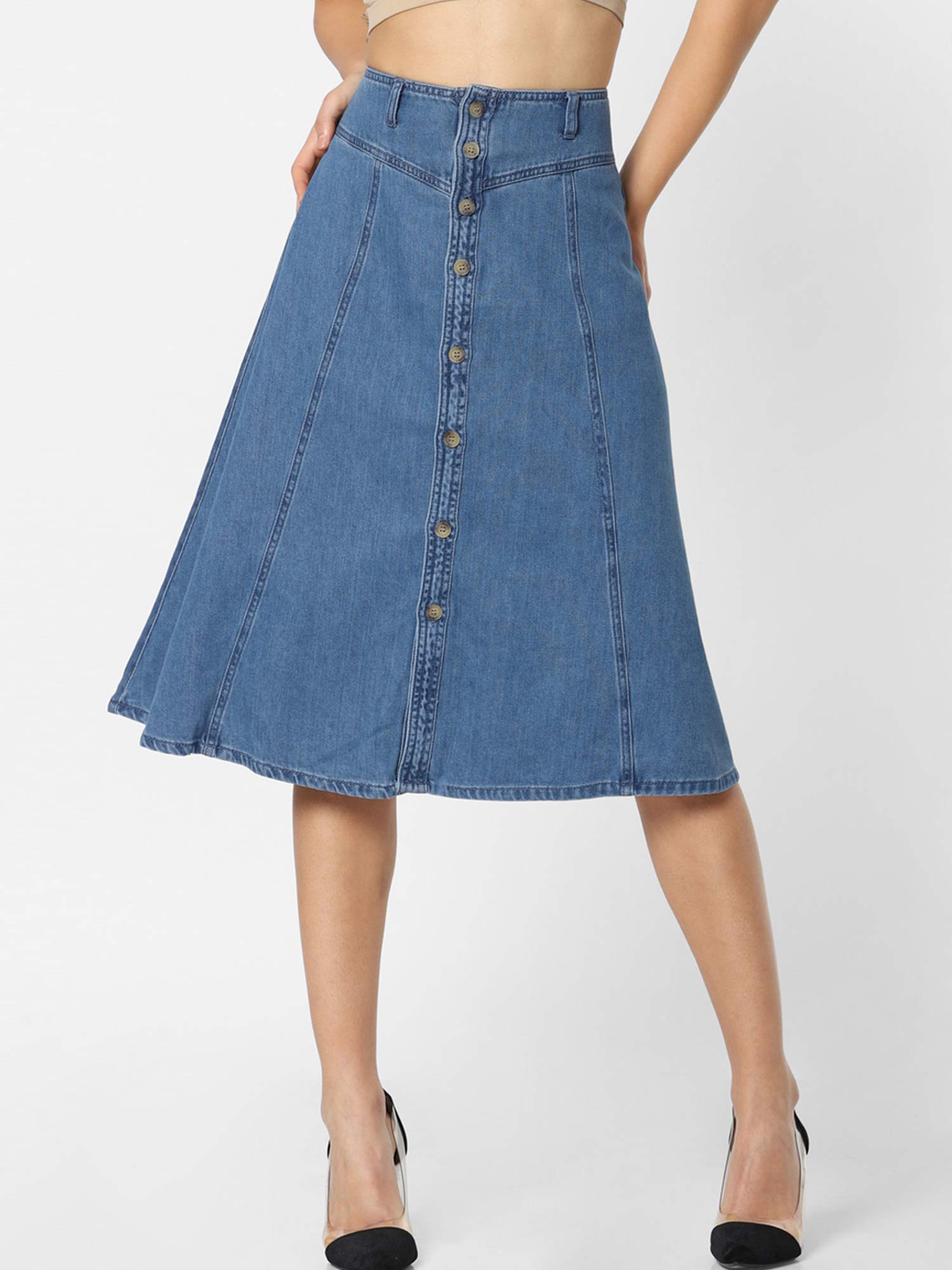 Buy ONLY Medium Blue Denim Skirt Online 