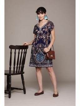 Label Ritu Kumar - V-Neck Half Sleeves Knee Length Dress