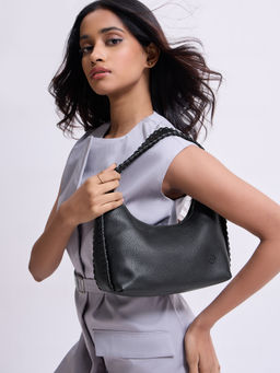 Twenty Dresses by Nykaa Fashion - Black Whip Stitch Women's Handbag with Detachable Sling