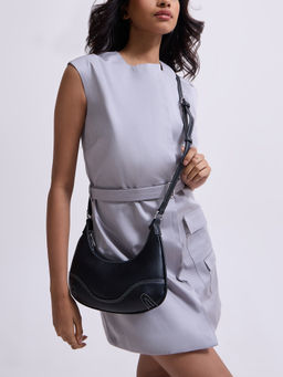 Twenty Dresses by Nykaa Fashion - Black Crescent Women's Top Handle Slingbag