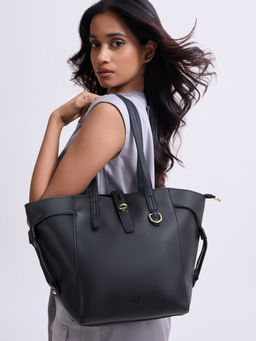 Twenty Dresses by Nykaa Fashion - Black Metal Detail Women's Bucket Tote Bag