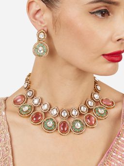 Zaveri Pearls - Multi-Color Stones Diamonds Jewellery Set