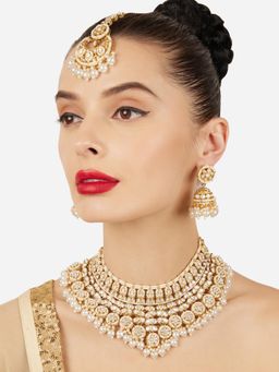 Zaveri Pearls - Gold Plated Kundan and Pearl Bridal Jewellery Set
