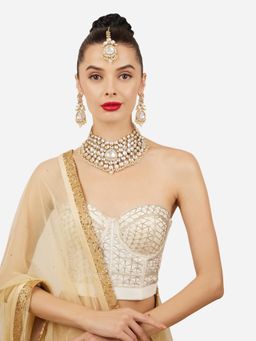 Zaveri Pearls - Gold Plated Kudan-Stones and Pearls Bridal Jewellery Set