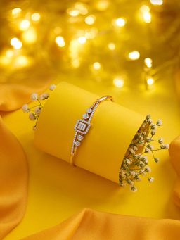 Zaveri Pearls - Rose Gold Plated Cubic Zirconia Contemporary Bracelet