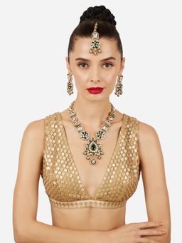 Zaveri Pearls - Green Kundan and Stones Studded Jewellery Set