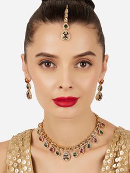 Zaveri Pearls - Multi-Color Stones Meenakari Traditional Jewellery Set
