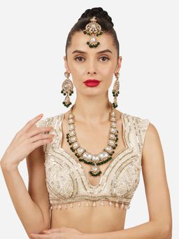 Zaveri Pearls - Green Beads and Stones Bridal Jewellery Set