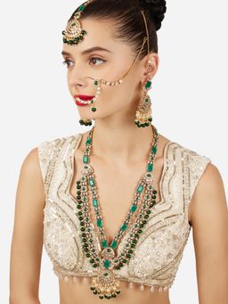 Zaveri Pearls - Traditional Green Kundan-Stone Studded Bridal Jewellery Set