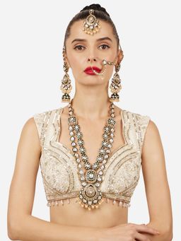 Zaveri Pearls - Traditional Green Kundan and Pearl Layered Bridal Jewellery Set