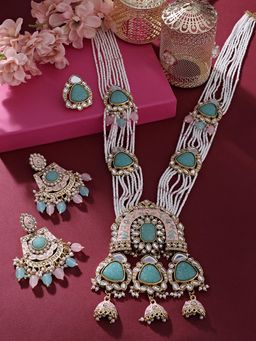 Zaveri Pearls - Multi-Color Meenakari Kundan Long Bridal Jewellery Set