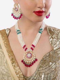 Zaveri Pearls - Multi-Color Meenakari Stones Multistrand Jewellery Set