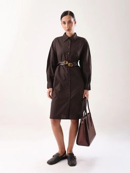 RAREISM - Women Jencot Brown Knee Length Plain Dress