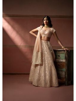 Twenty Nine - Blush Peach Mirrorwork Lehenga with Blouse and Dupatta