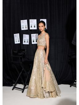 Twenty Nine - Kalidar Tricolor Gold Lehenga With Cape