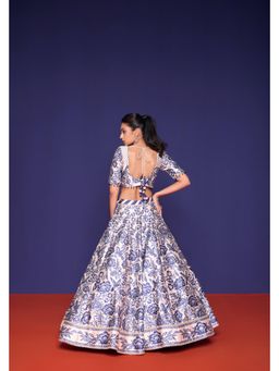 RCKC Aurum - Azur Petal Blue Lehenga with Blouse and Dupatta