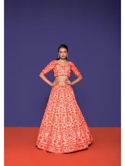 RCKC Aurum - Rouge Petal Orange Lehenga with Blouse and Dupatta