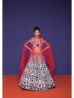 RCKC Aurum - Noir Petal White Lehenga with Blouse and Dupatta