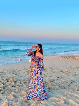 CINCIN Fashion - Multicolor Printed Abstract Tube Crop Top with Maxi Skirt