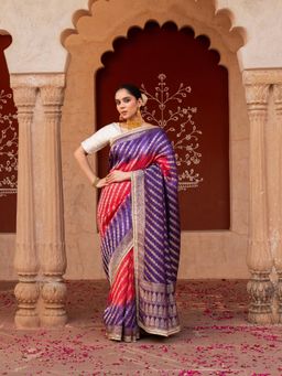 Zal from Benaras - Purple Pink Bridal Pure Katan Silk Banarasi Handloom Saree with Unstitched Blouse