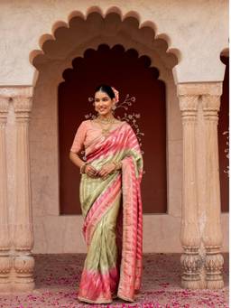 Zal from Benaras - Sea green Silk Banarasi Handloom Saree with Unstitched Blouse