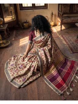 House of Bindiya - Multcolor Veilora Apple Silk Saree With Unstitched Blouse