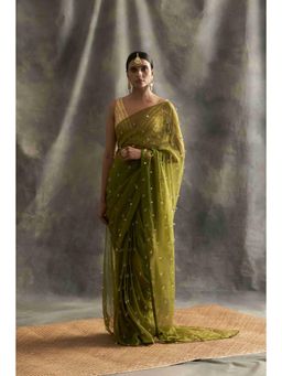 ITRH - Kaira Green Saree With Stitched Blouse
