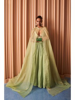 Rishi & Vibhuti - Glam Gaze Green Lehenga With Blouse And Dupatta