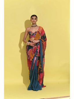 Rishi & Vibhuti - Glam Wrap Blue Saree With Stitched Blouse