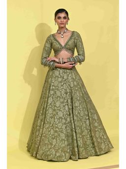 Rishi & Vibhuti - Glam Olive Lehenga With Blouse
