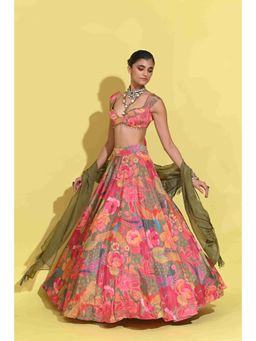 Rishi & Vibhuti - Boho Olive Lehenga With Blouse And Dupatta