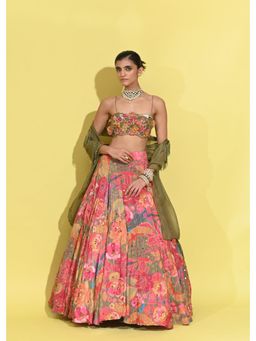 Rishi & Vibhuti - Dhom Tannaa Olive Lehanga With Blouse And Dupatta