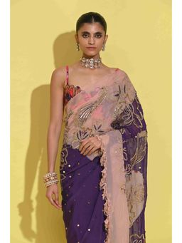Rishi & Vibhuti - Janejaan Purple Saree With Stitched Blouse