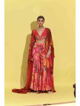 Rishi & Vibhuti - Ruby Woo Red Lehenga With Blouse And Dupatta