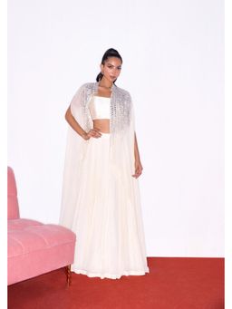 SHIAN - Ivory Embellished Lehenga with Blouse and Cape