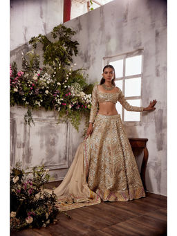 SHIAN - Beige Gota Lehenga with Blouse and Dupatta