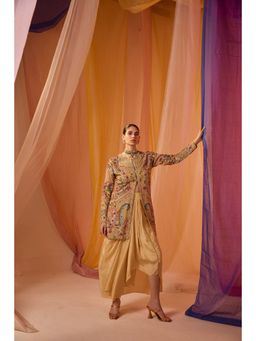 SHIAN - Beige Jacket With Drape Skirt