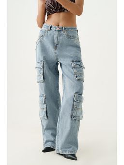 FREAKINS - Nebula Blue Balloon Baggy Jeans