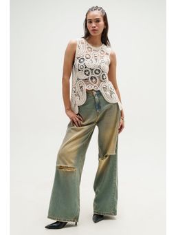 FREAKINS - Desert Sand Super Wide Flare Jeans